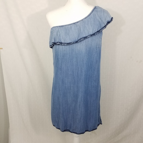 cloth & stone Dresses & Skirts - Cloth & Stone chambray denim 1 shoulder dress xs